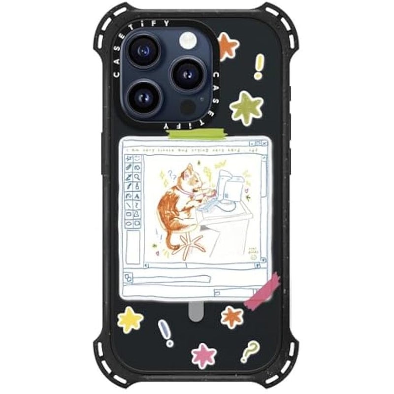 Casetify Bounce iPhone 15 Pro Case 【6X Military Grade Drop Tested / 21.3ft Drop Protection/Compatible with Magsafe】 - Hardworking Cat - Triple Black - Image 2