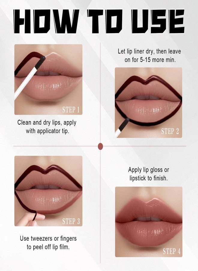 DAGEDA Lip Stain Peel Off Set, Lip Stain Long Lasting Waterproof, 4 Colors Lip Liner Stain, Lip Tint for Women - Image 5