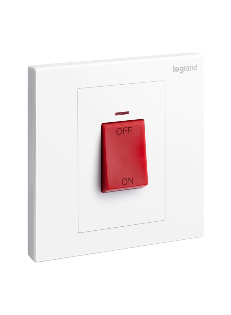 ليجراند مفتاح ليجراند مزدوج القطب ٤٥ أمبير مع مؤشر ضوئي وذراع أحمر من سلسلة غاليون الأبيض - ٢٨٢٤٢٧