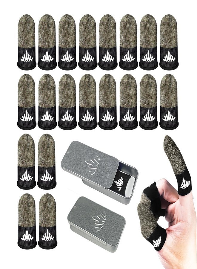 Jwh 20 Pack Mobile Phone Gaming Finger Sleeves,with 2 Pcs Storage Box,Ultra Thin Pure Silver Fiber,Silky,Gaming Accessory Thumb Sleeve for Pubg,Guantes para Dedales Dedos Gamer, Finger Gloves Cots - Image 1