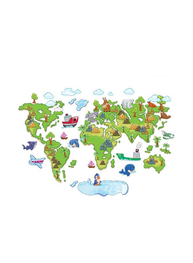 NIBEMINENT Colourful World Map Kids Wall Decals Sticker Multicolour 90 x 60cm - Image 1