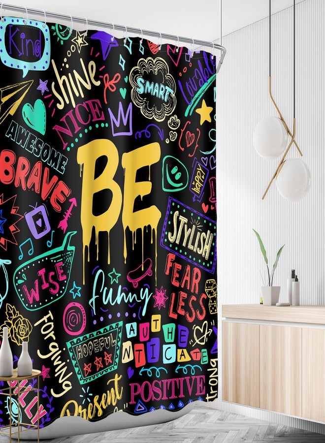 AMBZEK Kids Colorful Quotes Shower Curtain 60Wx72L Inch Funny Neon Positive Be Motivational Inspirational Versers Modern Teens Cool Fabric Waterproof Polyester Bathroom Decor Set with 12 Pack Hook - Image 3