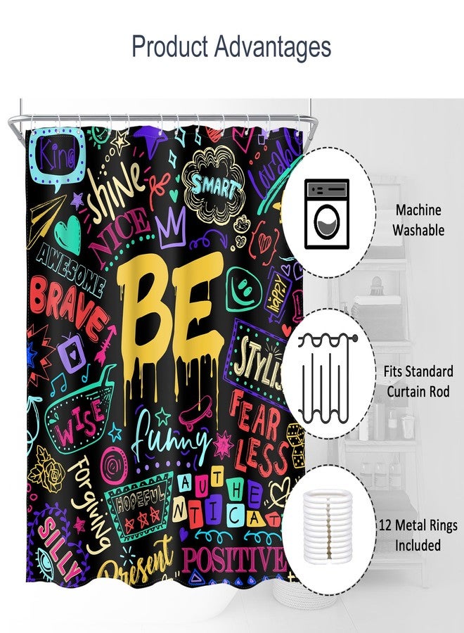 AMBZEK Kids Colorful Quotes Shower Curtain 60Wx72L Inch Funny Neon Positive Be Motivational Inspirational Versers Modern Teens Cool Fabric Waterproof Polyester Bathroom Decor Set with 12 Pack Hook - Image 5