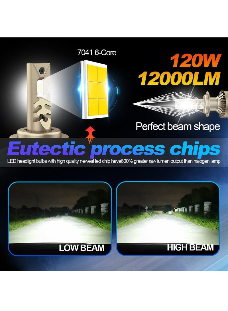 DXB-C FALCON 5202/H16 LED Car Headlight Bulbs, 120W 12000LM 300% Extremely Bright Light, 6500K Cool White LED Bulb for Low Beam and High Beam Headlights, Plug and Play, IP68 - Pack of 2 - Image 5