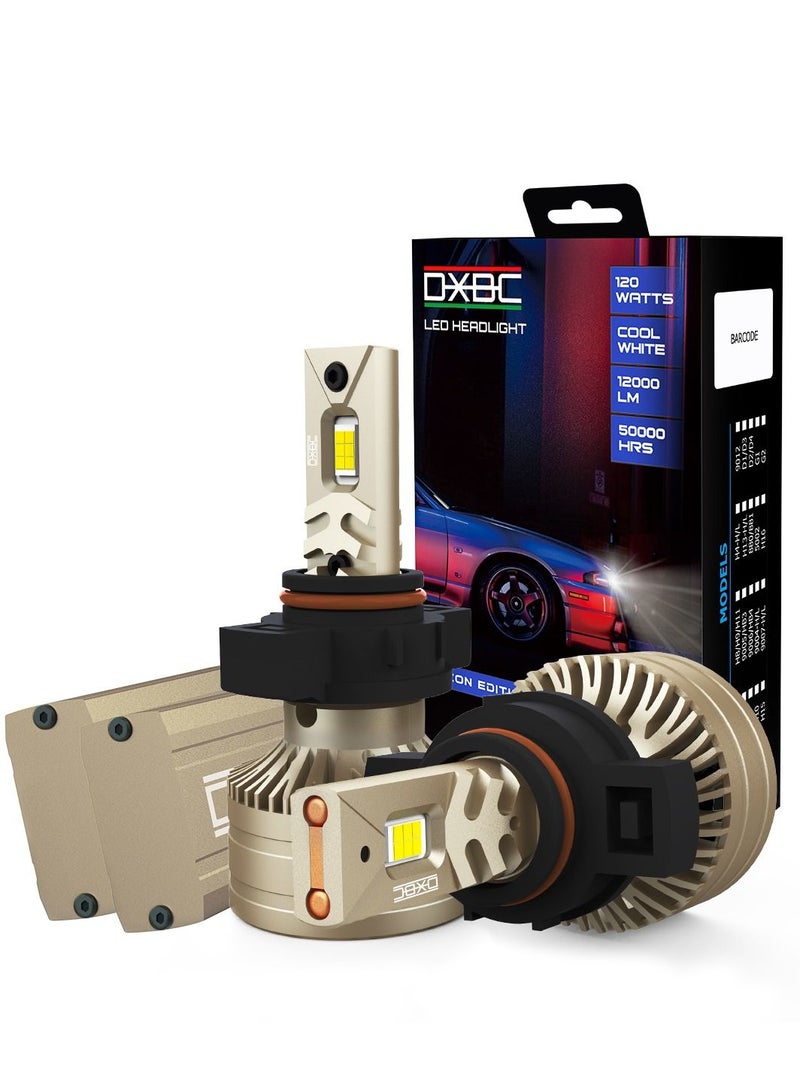 DXB-C FALCON 5202/H16 LED Car Headlight Bulbs, 120W 12000LM 300% Extremely Bright Light, 6500K Cool White LED Bulb for Low Beam and High Beam Headlights, Plug and Play, IP68 - Pack of 2 - Image 1