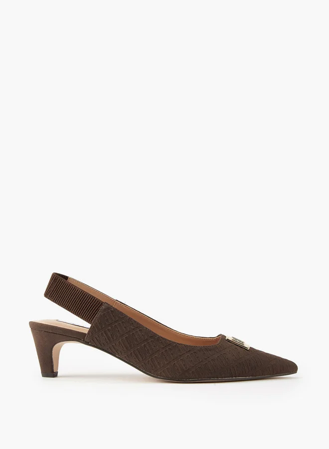ايل Women's Monogram Embossed Slingback Shoes with Metal Accent