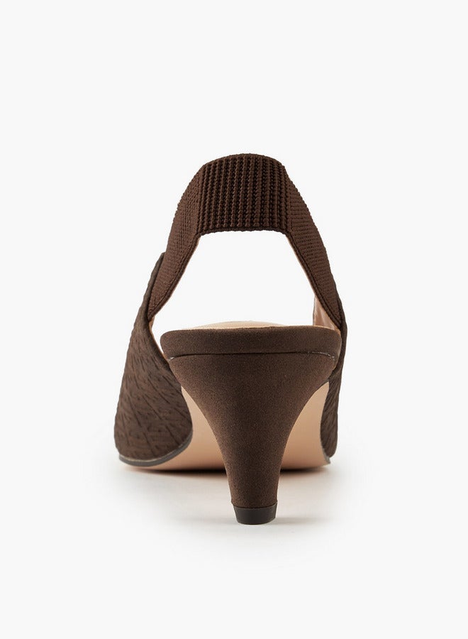 ELLE Women's Monogram Embossed Slingback Shoes with Metal Accent - Image 5