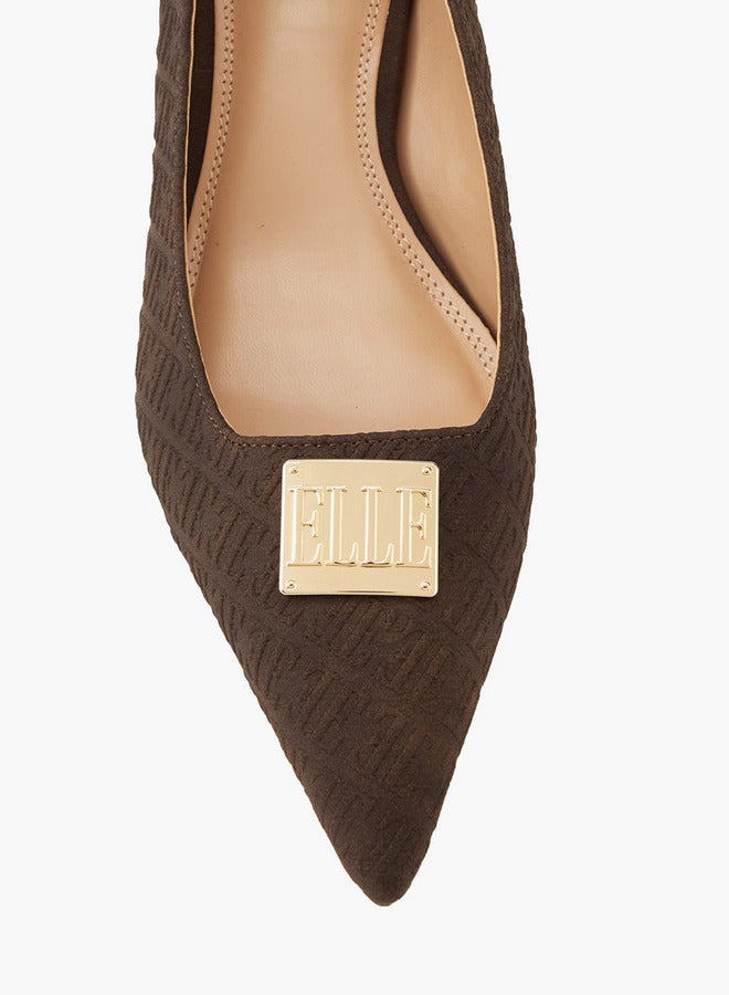 ELLE Women's Monogram Embossed Slingback Shoes with Metal Accent - Image 4