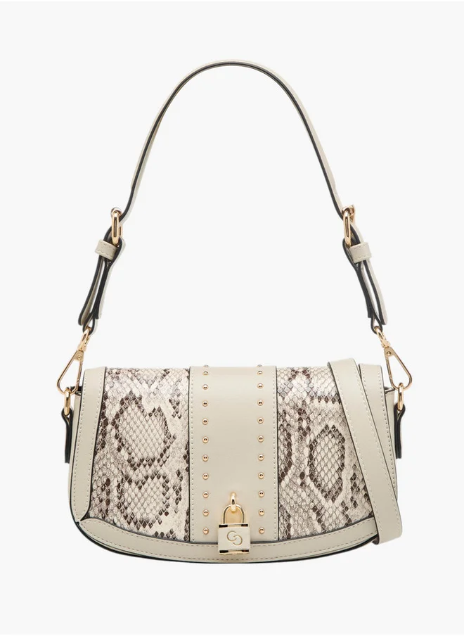 Celeste Textured Shoulder Bag with Flap Closure