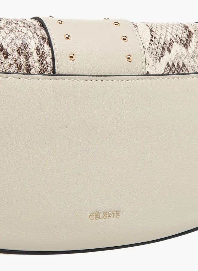 Celeste Textured Shoulder Bag with Flap Closure