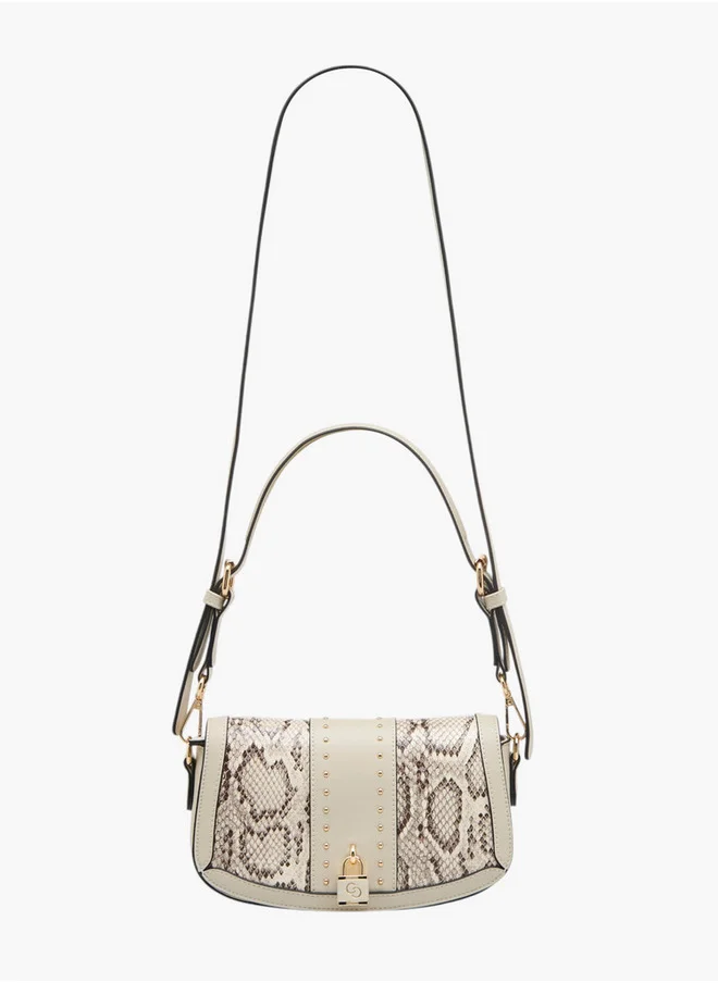 Celeste Textured Shoulder Bag with Flap Closure