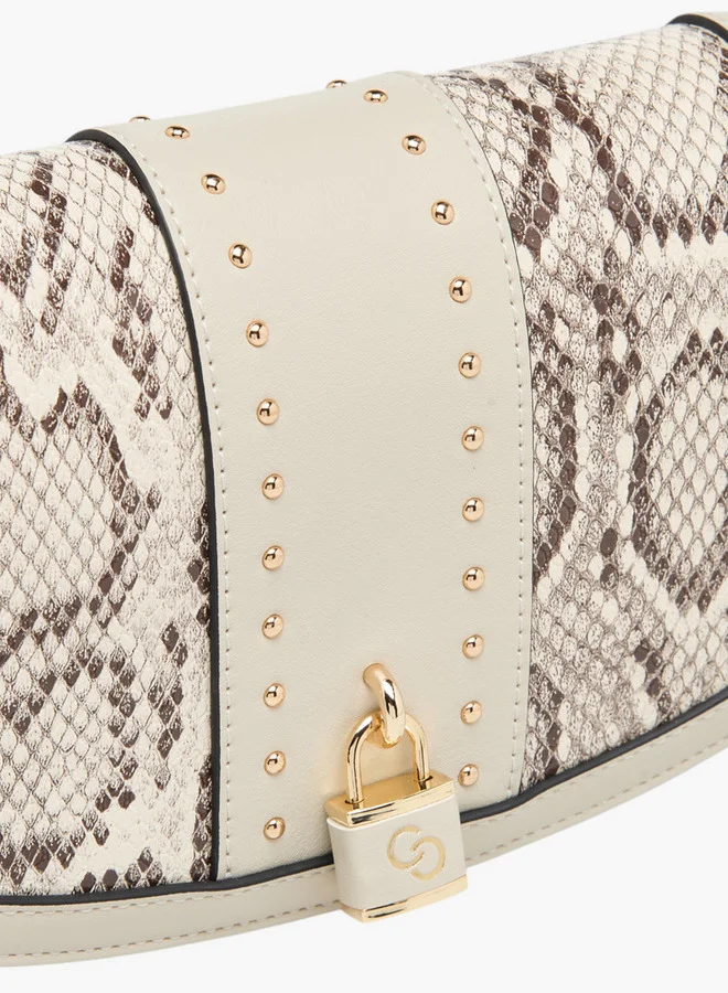 Celeste Textured Shoulder Bag with Flap Closure
