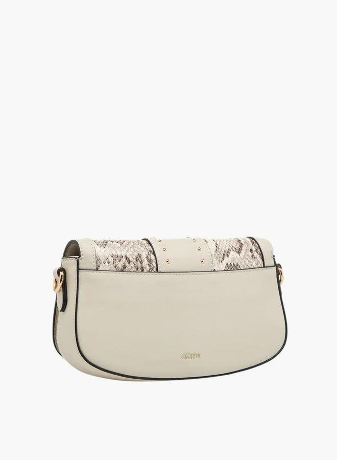 Celeste Textured Shoulder Bag with Flap Closure
