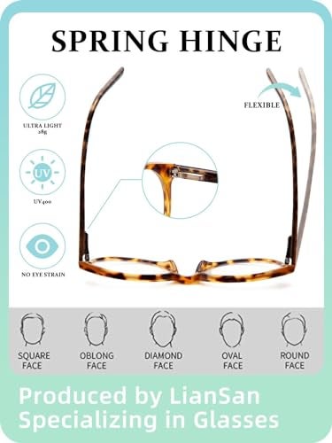 LianSan Sturdy Photochromic Distance Glasses for Women - with Spring Hinge(Leopard，-1.5x) - Image 5