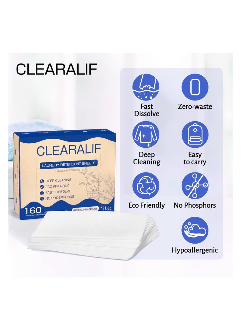 CLEARALIF Laundry Detergent Sheets Fresh Linen 160 Loads, 80 Sheets  - Image 3