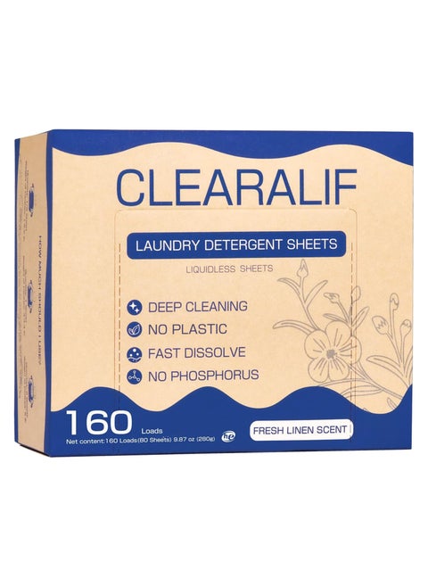 Laundry Detergent Sheets Fresh Linen 160 Loads, 80 Sheets