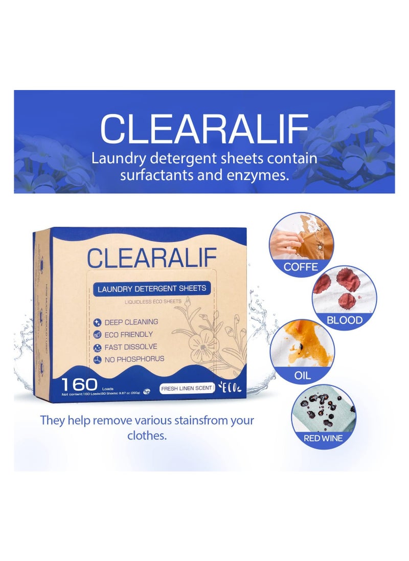 CLEARALIF Laundry Detergent Sheets Fresh Linen 160 Loads, 80 Sheets  - Image 2