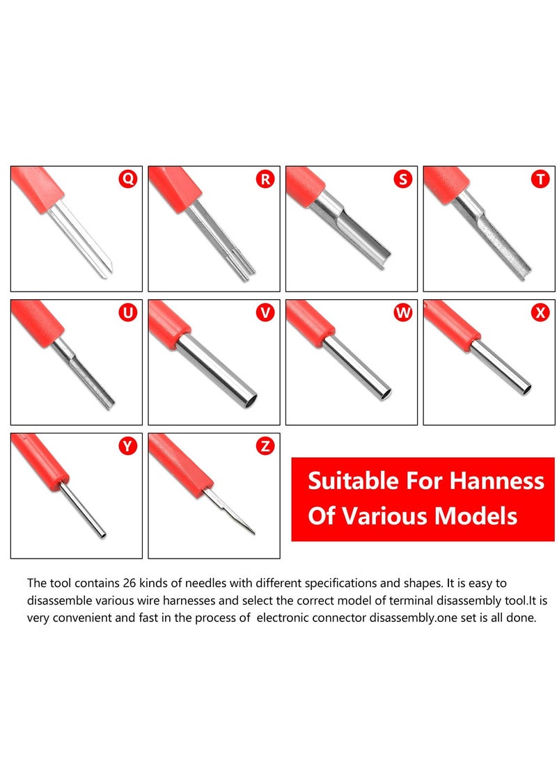 KASTWAVE Terminal Removal Tool Kit, 26 PCS Universal Electrical Connector Terminal Removal Kit, Handle Strength Stainless Steel Tip for Domestic and Imported Vehicles, Extract pins with Minimal Damage - Image 3