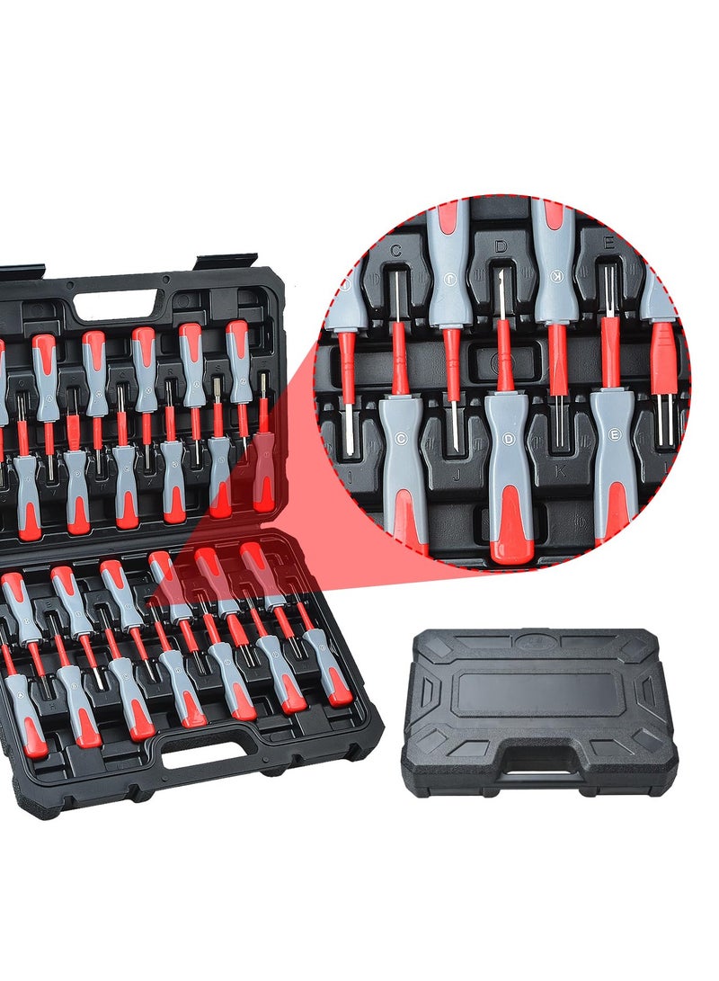 KASTWAVE Terminal Removal Tool Kit, 26 PCS Universal Electrical Connector Terminal Removal Kit, Handle Strength Stainless Steel Tip for Domestic and Imported Vehicles, Extract pins with Minimal Damage - Image 5