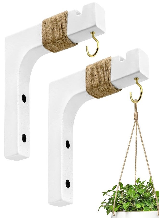 Micovay 2 Pack Plant Hanger Hooks for Indoor Hanging Plants, Farmhouse Wooden Hanging Basket Wall Hooks for Outdoor Flower Pots Lanterns Wind Chime Lights Garden Decoration - Image 1