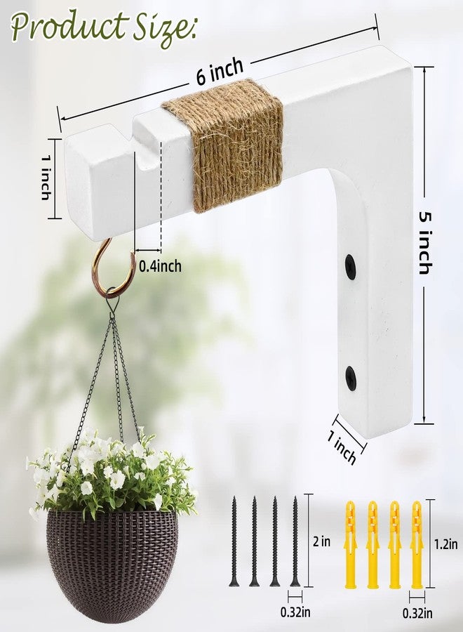 Micovay 2 Pack Plant Hanger Hooks for Indoor Hanging Plants, Farmhouse Wooden Hanging Basket Wall Hooks for Outdoor Flower Pots Lanterns Wind Chime Lights Garden Decoration - Image 2