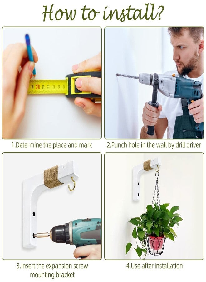 Micovay 2 Pack Plant Hanger Hooks for Indoor Hanging Plants, Farmhouse Wooden Hanging Basket Wall Hooks for Outdoor Flower Pots Lanterns Wind Chime Lights Garden Decoration - Image 5