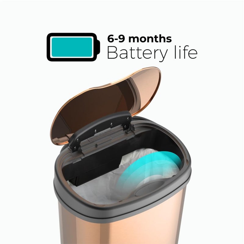 Ninestars DZT-12-13 Automatic Touchless Infrared Motion Sensor Dustbin with Lid| Stainless Steel Bin for Home, Office, Hotel, Bathroom, Kitchen| Fits 2C Batteries | 12 Litres- Gold - Image 4