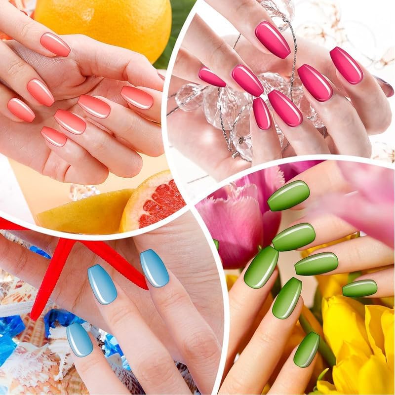 Maitys 720 Pieces 30 Sets Medium Square False Artificial Nails Ballerina Coffin Press on Nails Solid Color Full Cover Glossy Fake Nails Tips for Women Girls DIY Nail (Bright Colors) - Image 5