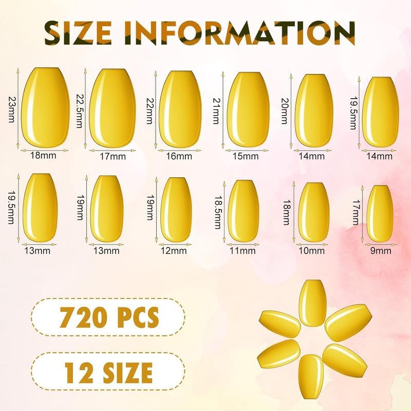 Maitys 720 Pieces 30 Sets Medium Square False Artificial Nails Ballerina Coffin Press on Nails Solid Color Full Cover Glossy Fake Nails Tips for Women Girls DIY Nail (Bright Colors) - Image 4