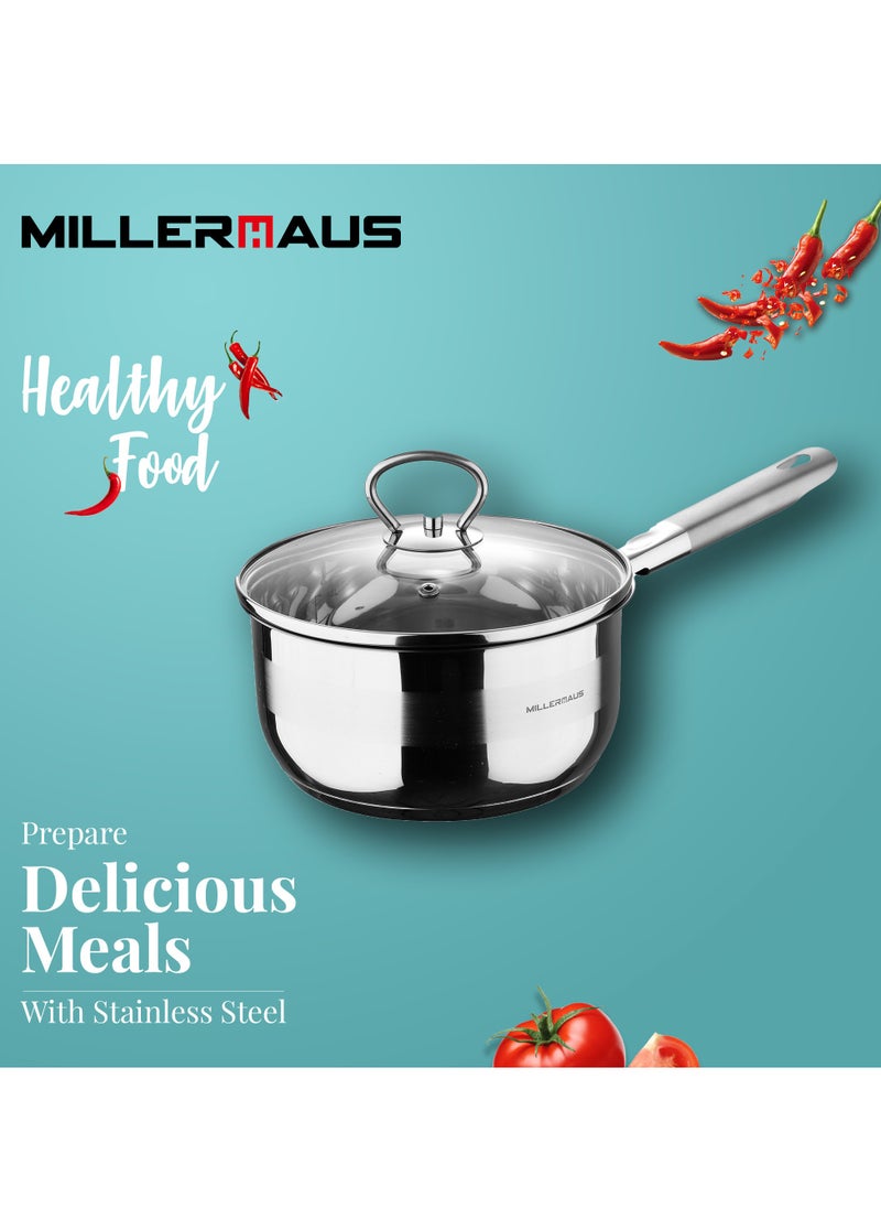 MILLERHAUS - Millerhaus Inline Saucepan 18cm Stainless Steel - Image 1