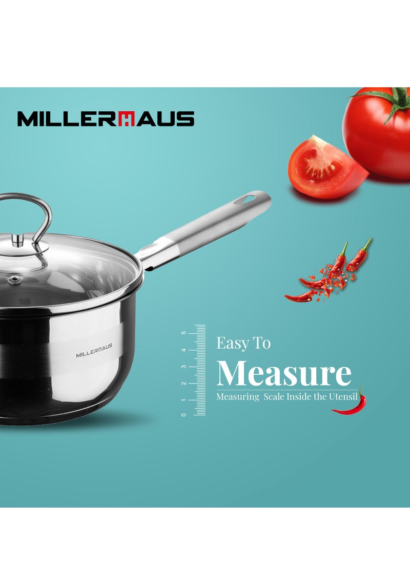 MILLERHAUS - Millerhaus Inline Saucepan 18cm Stainless Steel - Image 1