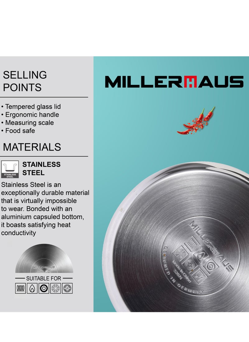 MILLERHAUS - Millerhaus Inline Saucepan 18cm Stainless Steel - Image 1