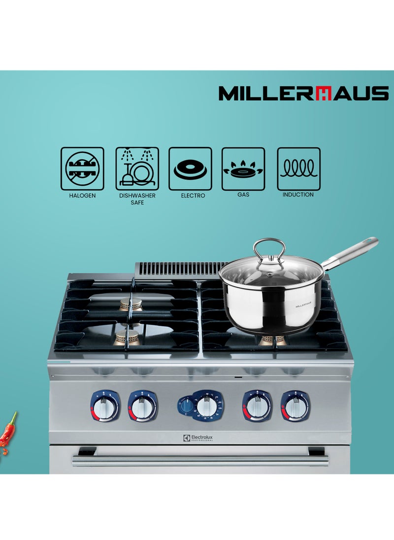 MILLERHAUS - Millerhaus Inline Saucepan 18cm Stainless Steel - Image 1