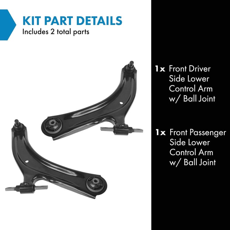 TRQ Front Lower Control Arm with Ball Joint Set Compatible with 2008-2013 Nissan Rogue 2014-2015 Rogue Select - Image 2