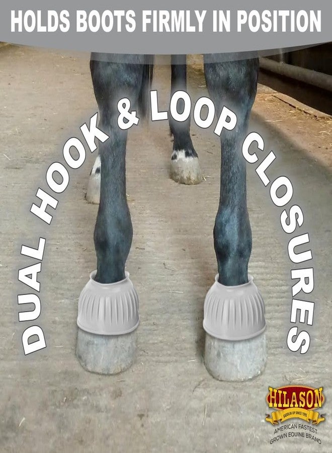 HILASON Western Horse Rubber PVC Ribbed Double Hook and Loop Bell Boots Training Protective Shock Absorbing Leg - Image 4