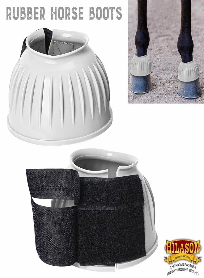 HILASON Western Horse Rubber PVC Ribbed Double Hook and Loop Bell Boots Training Protective Shock Absorbing Leg - Image 2