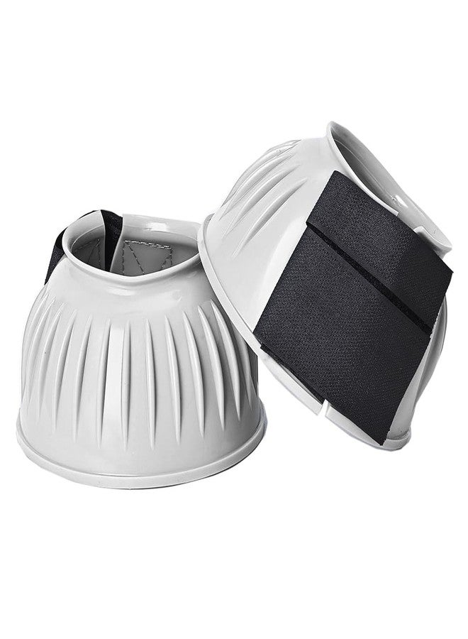 HILASON Western Horse Rubber PVC Ribbed Double Hook and Loop Bell Boots Training Protective Shock Absorbing Leg - Image 1