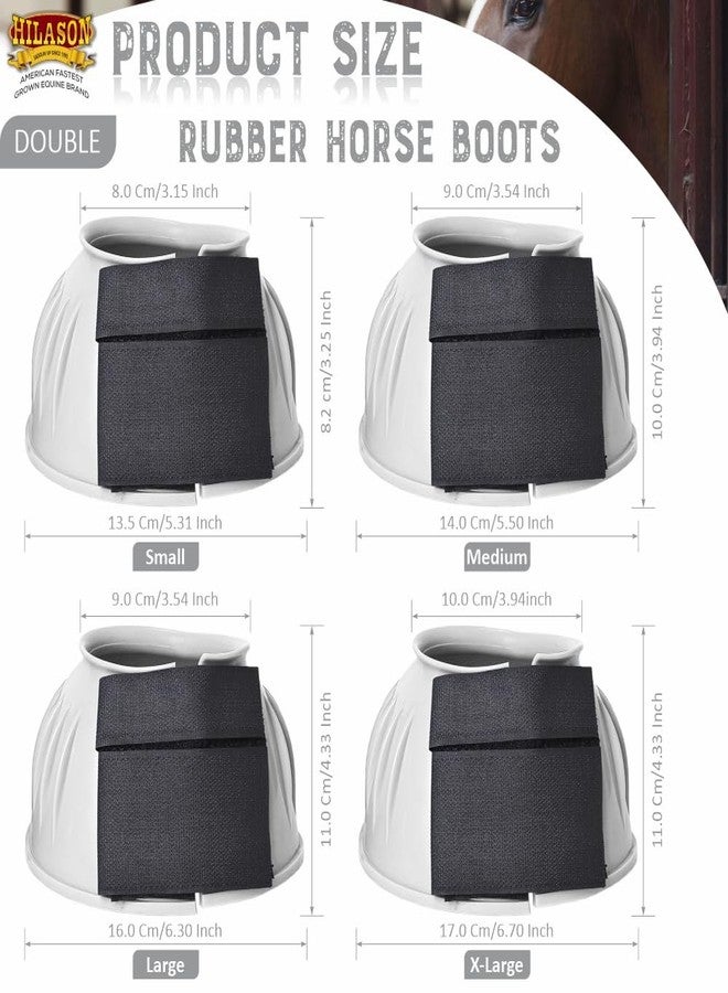 HILASON Western Horse Rubber PVC Ribbed Double Hook and Loop Bell Boots Training Protective Shock Absorbing Leg - Image 3