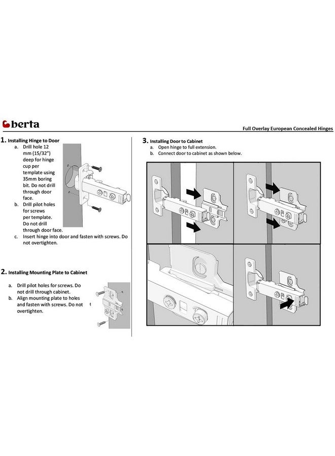 Berta 25-Pack Full Overlay Frameless Soft-Close European Hinges, 110° 3D Adjustable, Clip-On Concealed Kitchen Cabinet Door Hinges with Screws - Ideal for Modern Cabinets - Image 4