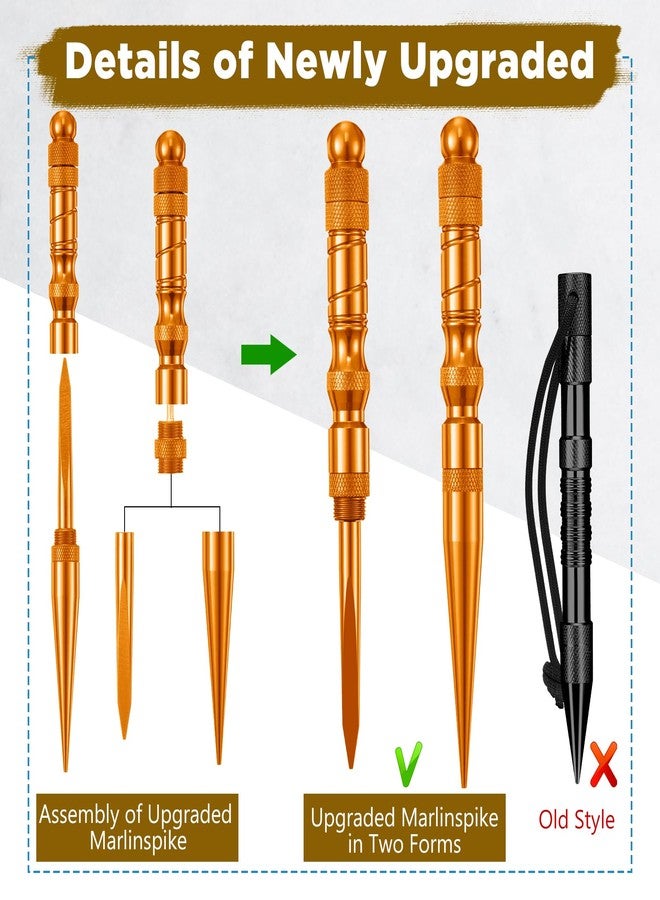 Shimeyao 12 Pcs 2025 Update Paracord FID Knotter Tools Set Stainless Steel Marlinspike Set Stitching Lacing Needles Smoothing Knotter Tools for Marlinspike Paracord Leather Other Cords(Orange) - Image 4