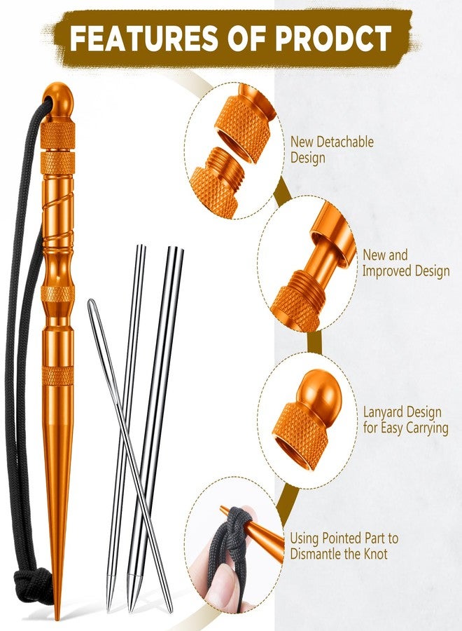 Shimeyao 12 Pcs 2025 Update Paracord FID Knotter Tools Set Stainless Steel Marlinspike Set Stitching Lacing Needles Smoothing Knotter Tools for Marlinspike Paracord Leather Other Cords(Orange) - Image 3