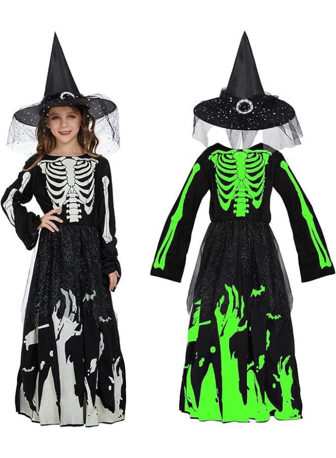 HI-FINE Luminous Halloween Female Skull Skeleton Clothes Girl Halloween Party Cos Dress Up - Image 1