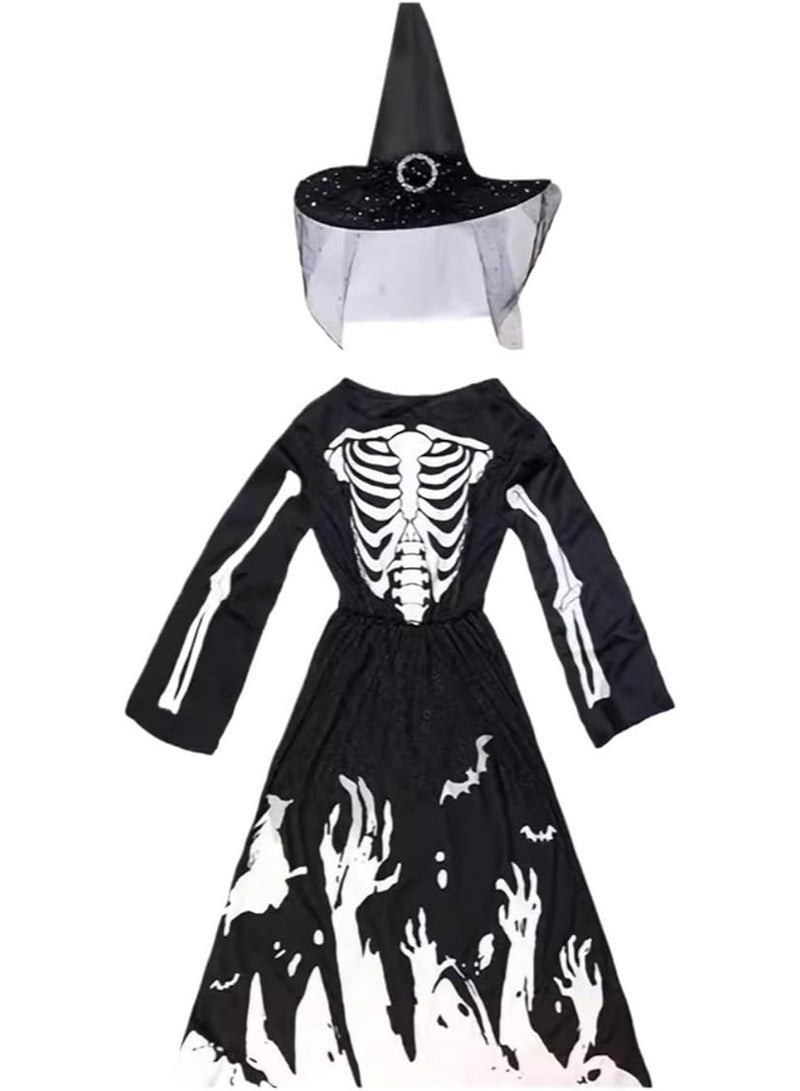 HI-FINE Luminous Halloween Female Skull Skeleton Clothes Girl Halloween Party Cos Dress Up - Image 3