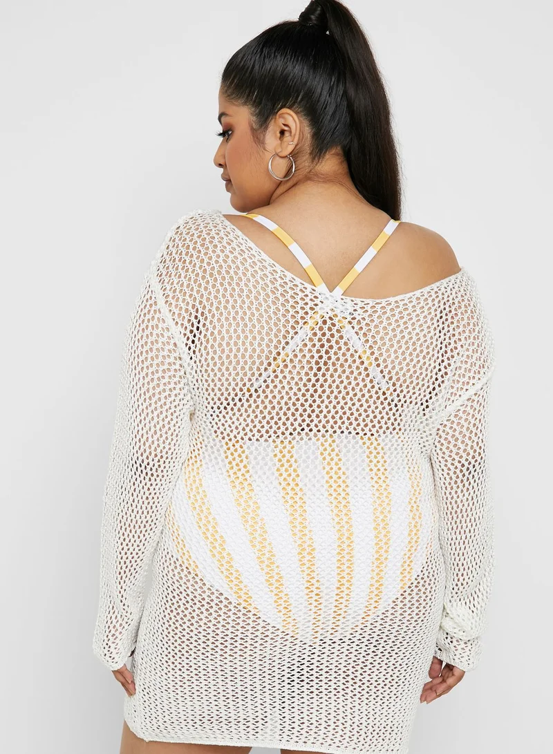Forever 21 Plus Plus Size Crochet-Knit Swim Cover-Up Dress