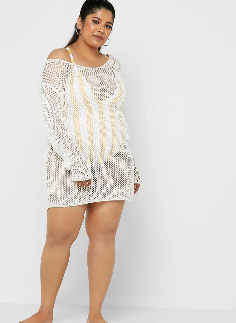 Forever 21 Plus Plus Size Crochet-Knit Swim Cover-Up Dress