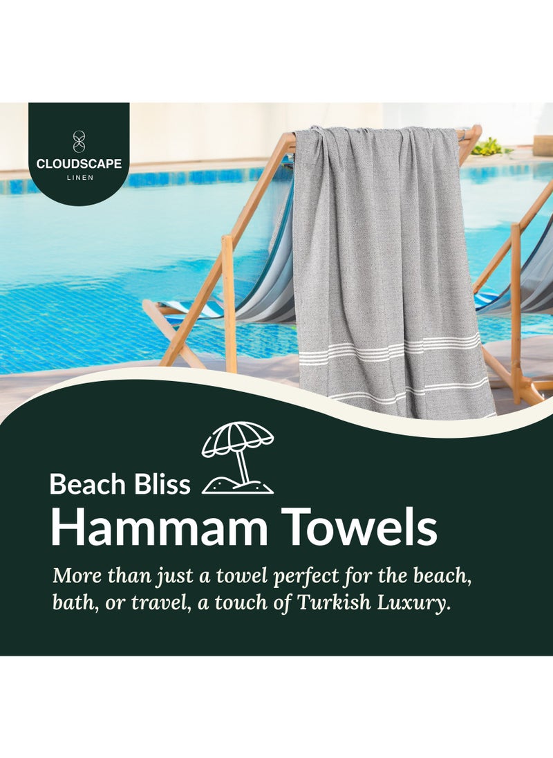 Cloud Scape Linen Turkish Beach Towel Set of 2, 39x71 inches Oversized Lightweight 100% Cotton Hammam Towel, Ebony  - Image 5