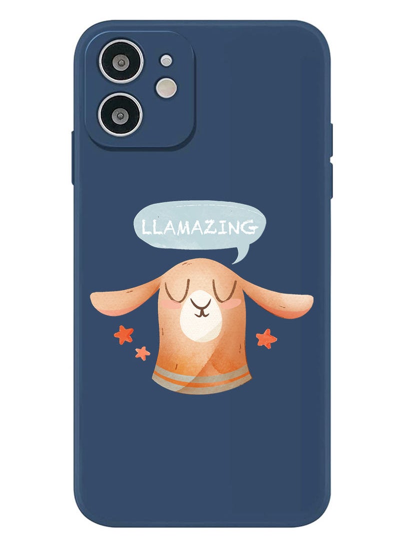 Theodor Protective Slim Fit Case Liquid Silicone Cover with Full Body Protection Anti-Scratch Shockproof Case For iPhone 12 Blue  - Llamazing lama  - Image 1