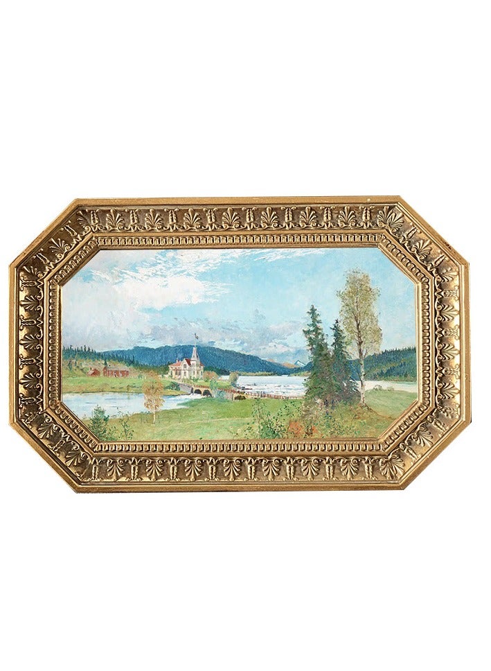 إطار صورة أوروبي كلاسيكي مصنوع من الراتنج بزخارف مرتفعة ومجوفة - ديكور ذهبي للجدار والطاولة. - Image 1