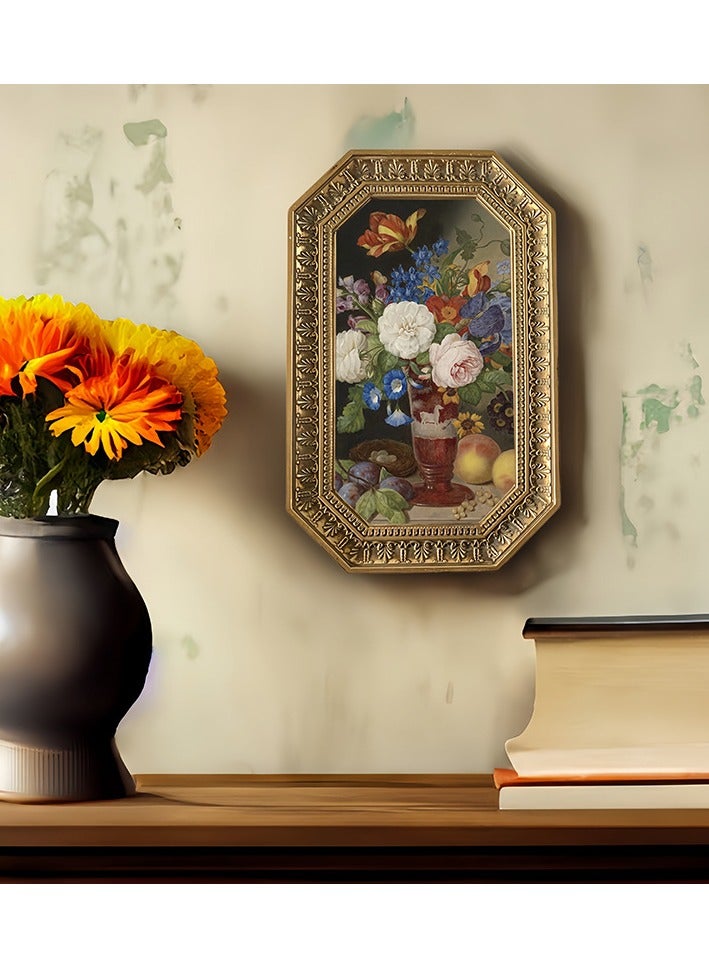 إطار صورة أوروبي كلاسيكي مصنوع من الراتنج بزخارف مرتفعة ومجوفة - ديكور ذهبي للجدار والطاولة. - Image 4