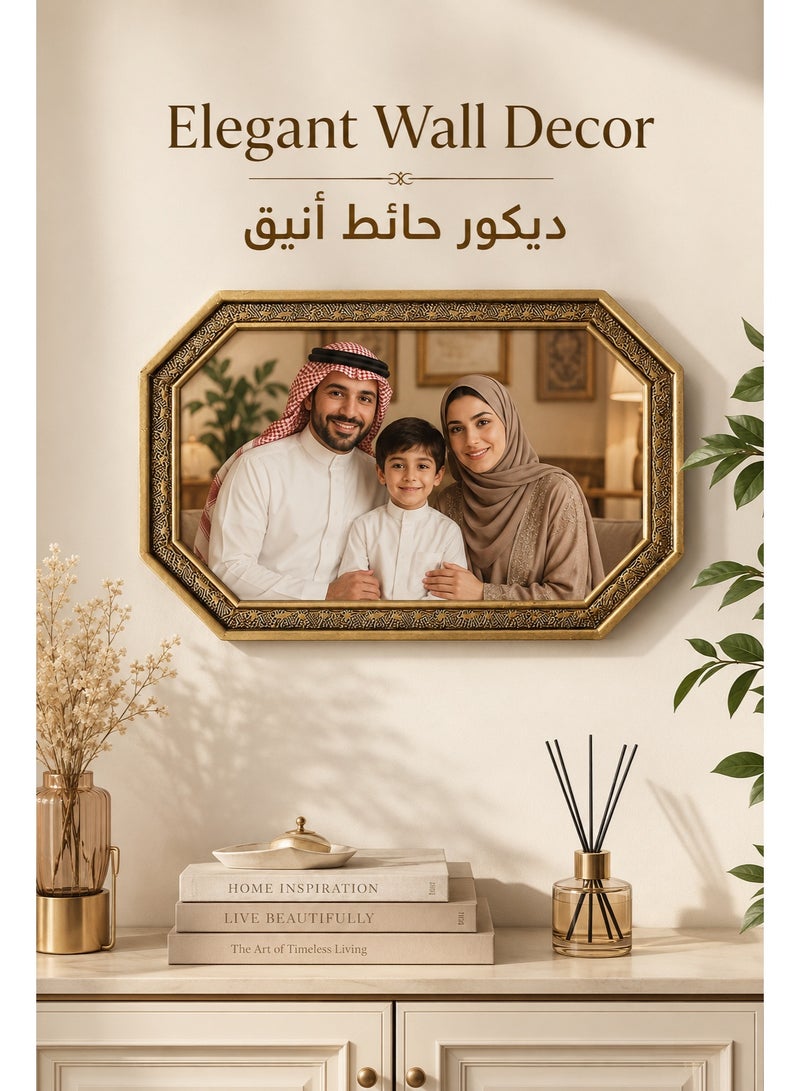 إطار صور ذهبي كلاسيكي من الراتنج مقاس 26.7 × 17.1 سم، إطار أوروبي مزخرف لصورة مقاس 23.5 × 13.6 سم، إطار ديكور للحائط أو الطاولة، هدية للمنزل - Image 2